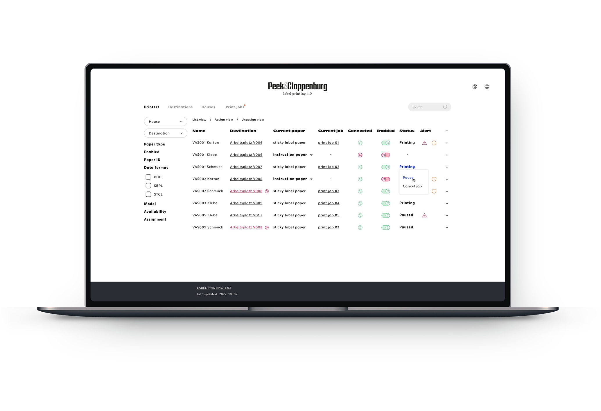Peek & Cloppenburg interface screenshot 3